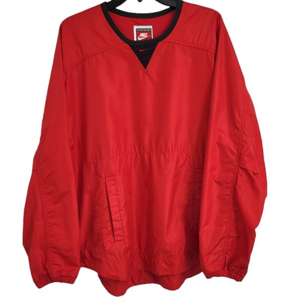 VTG Nike Windbreaker Pullover Red Black‎ Team Sports Mens Medium Long Sleeve